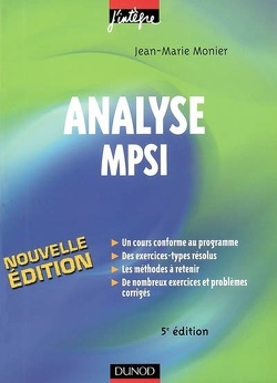 Couverture de Analyse MPSI : cours, méthodes et exercices corrigés