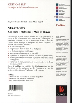 Couverture de Stratégies : concepts, méthodes, mise en oeuvre